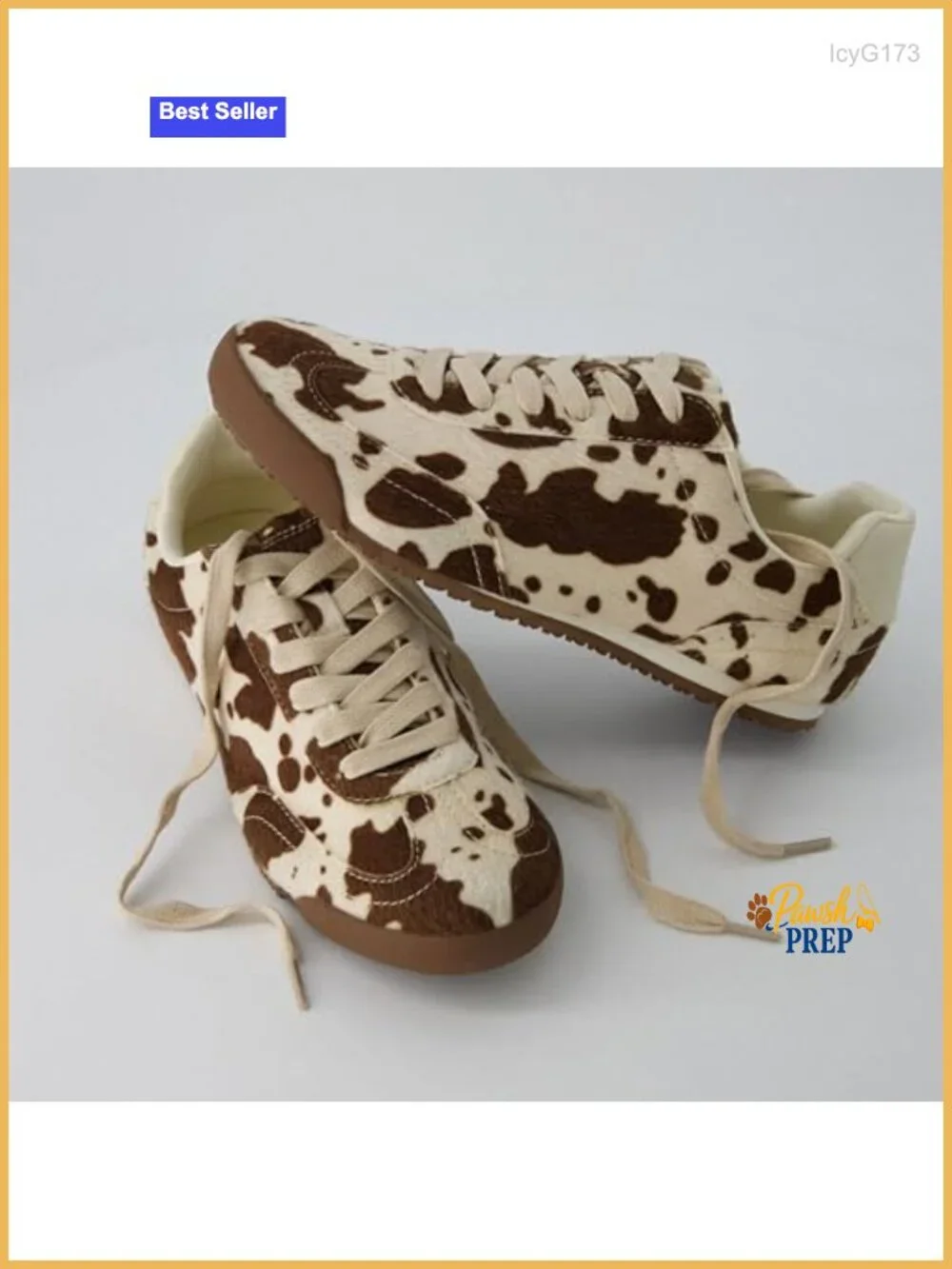 Cow Print Vegan Suede Lace-Up Sneakers with Memory Foam